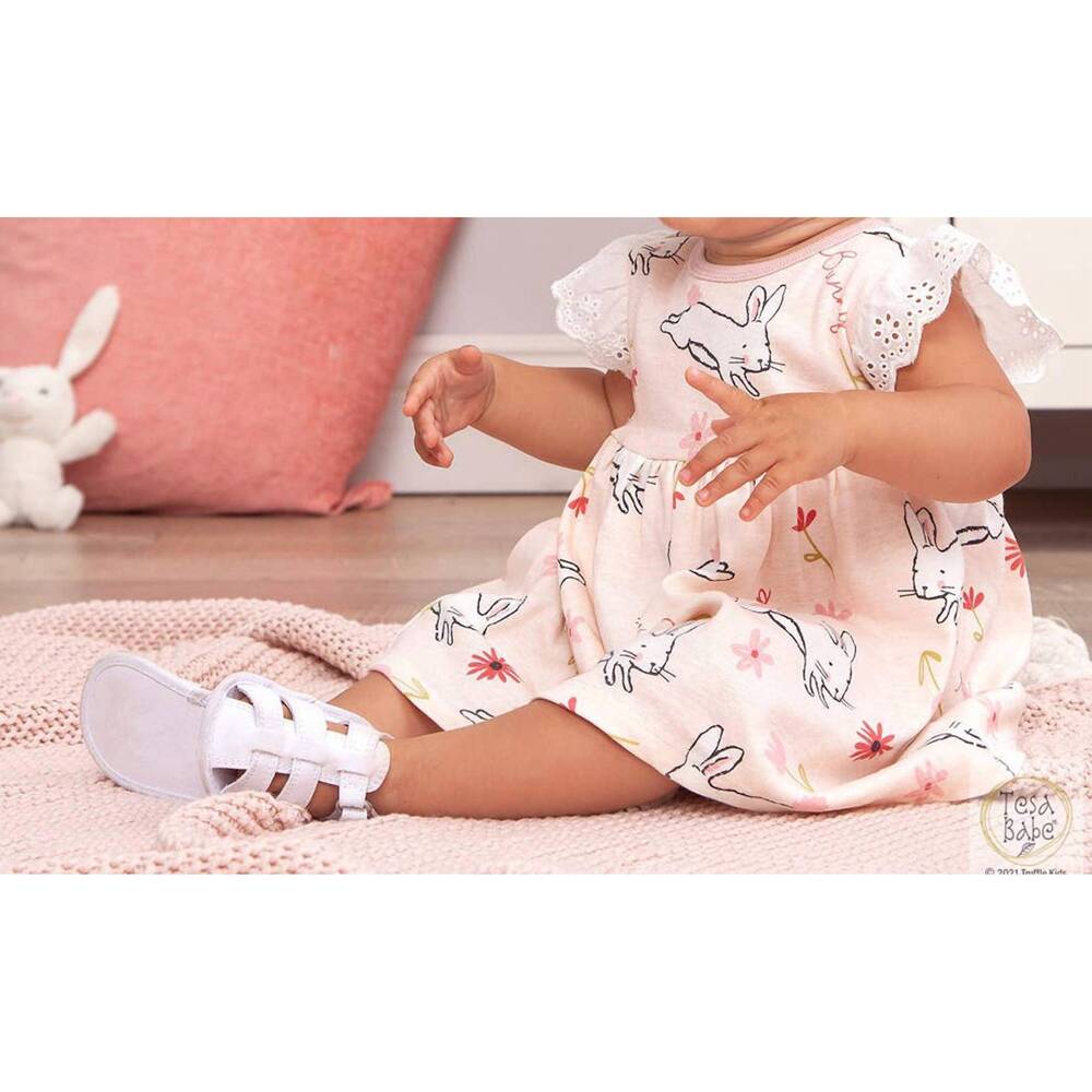 NEW TESA BABE "easter parade" eyelet flutter sleeve dress in pink